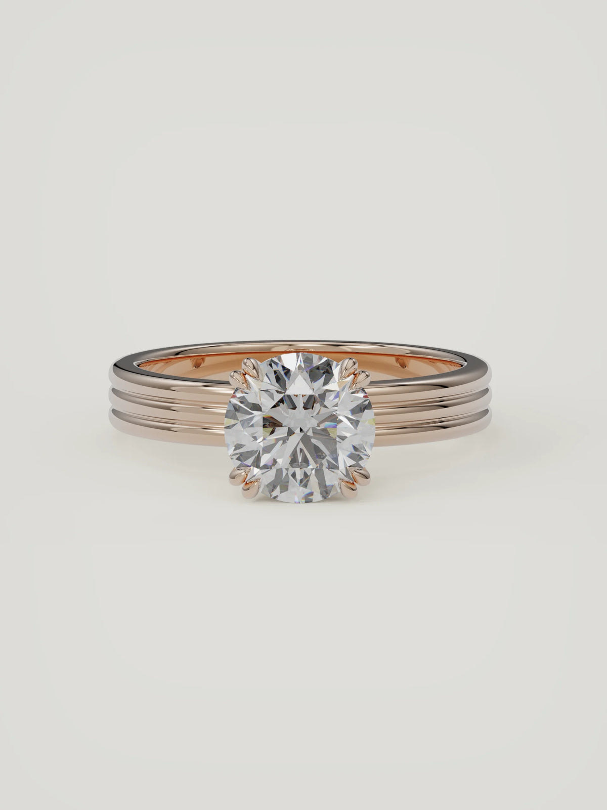 The Lira | Round Solitaire — 14K Rose Gold — Front View