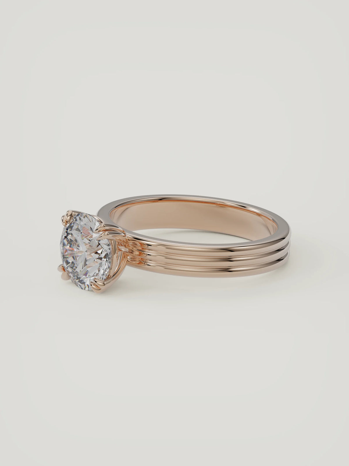 The Lira | Round Solitaire — 14K Rose Gold — 3/4 View