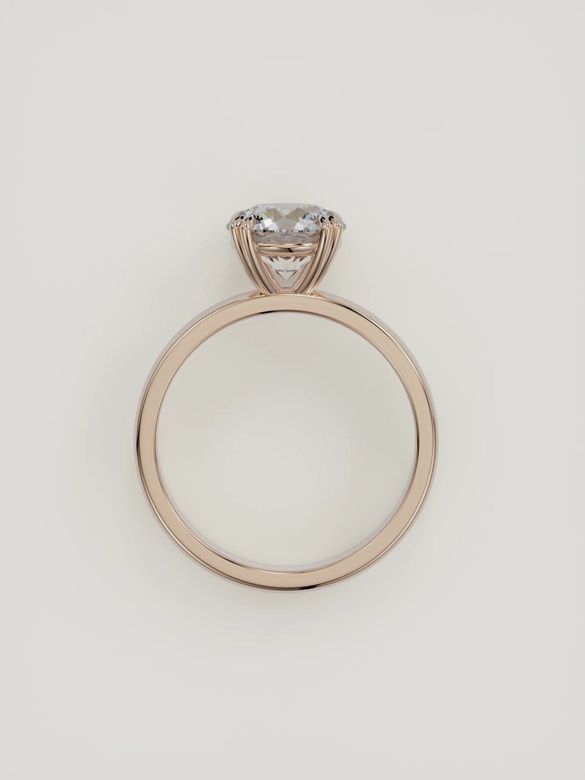 The Lira | Round Solitaire — 14K Rose Gold — Top View