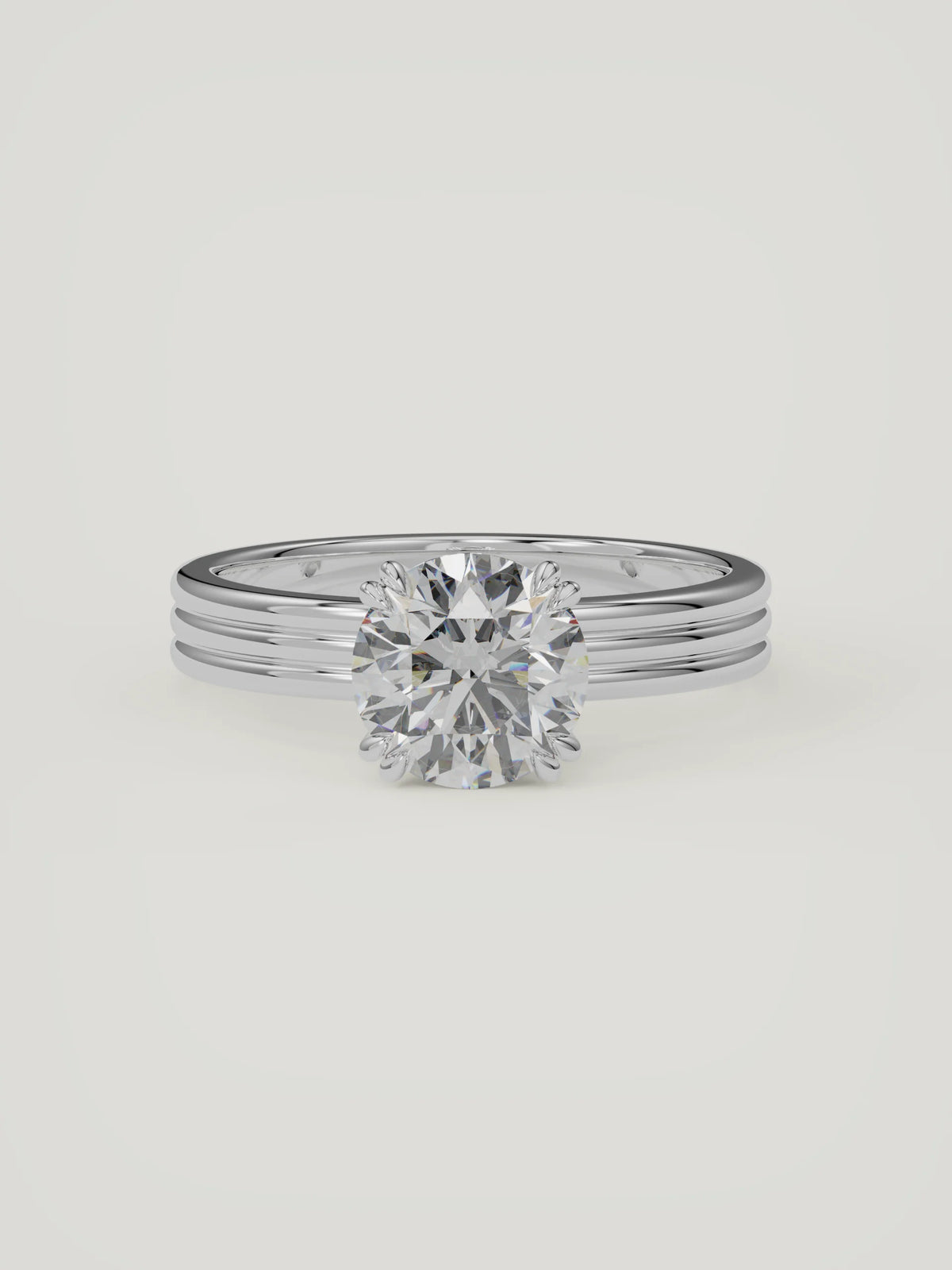 The Lira | Round Solitaire — 14K White Gold — Front View