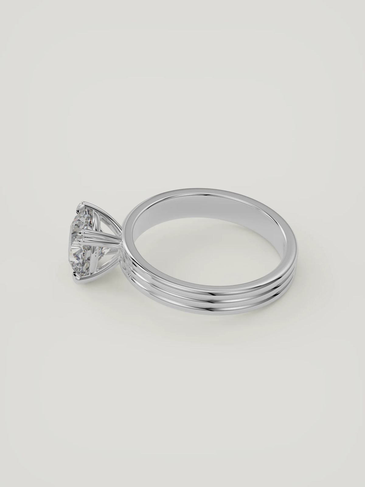 The Lira | Round Solitaire — 14K White Gold — Side Profile