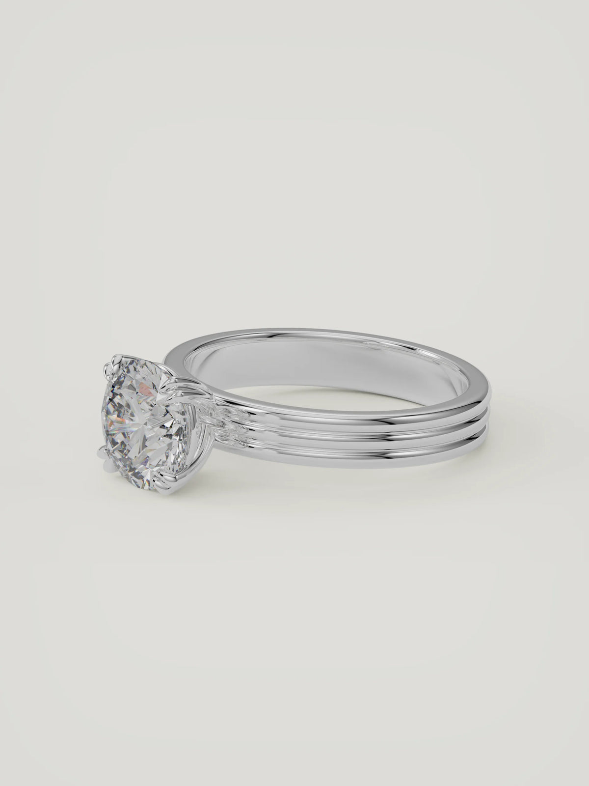 The Lira | Round Solitaire — 14K White Gold — 3/4 View