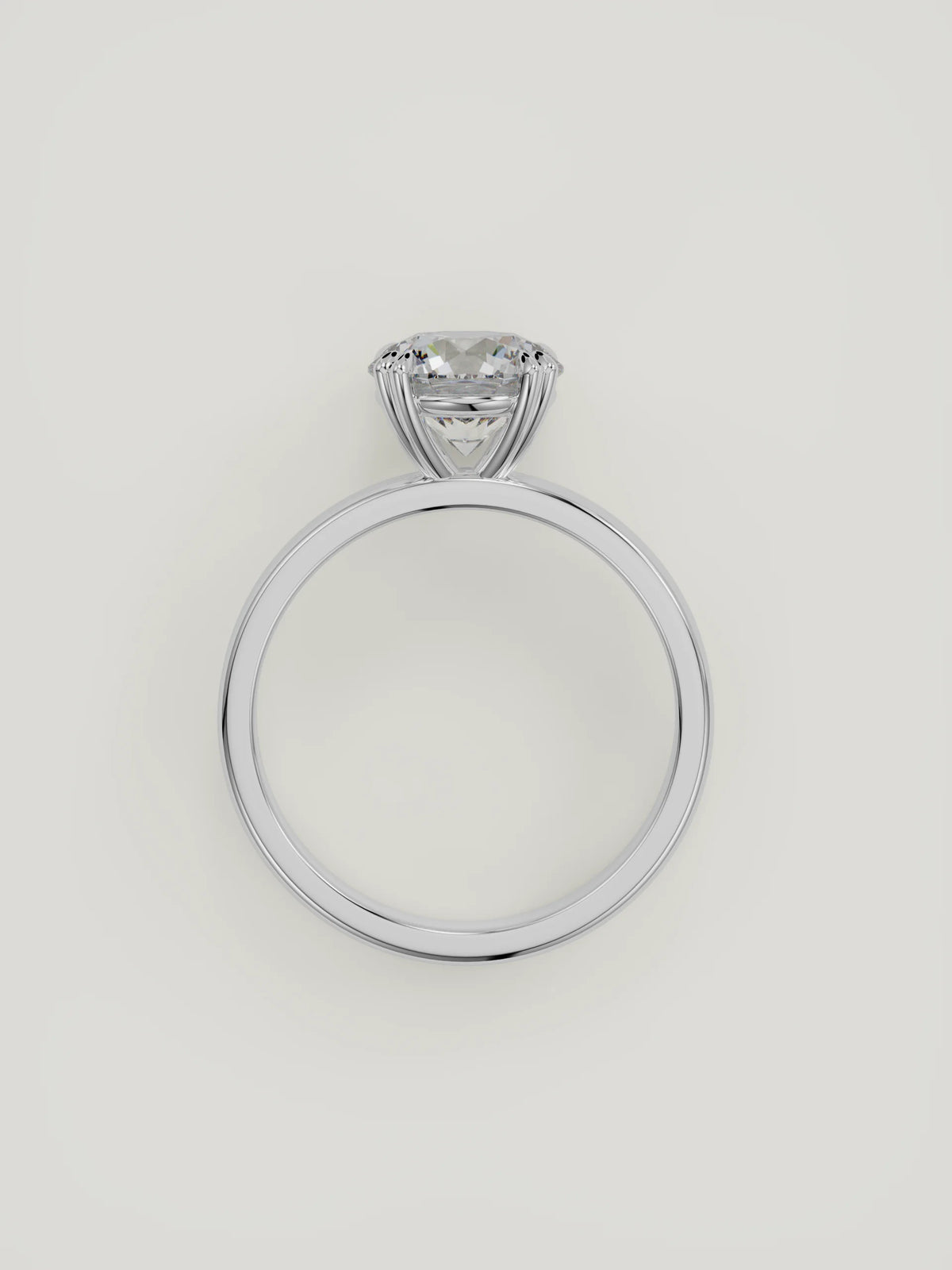 The Lira | Round Solitaire — 14K White Gold — Top View