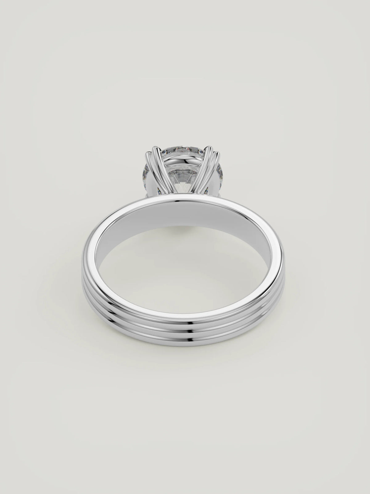 The Lira | Round Solitaire — 14K White Gold — Back View