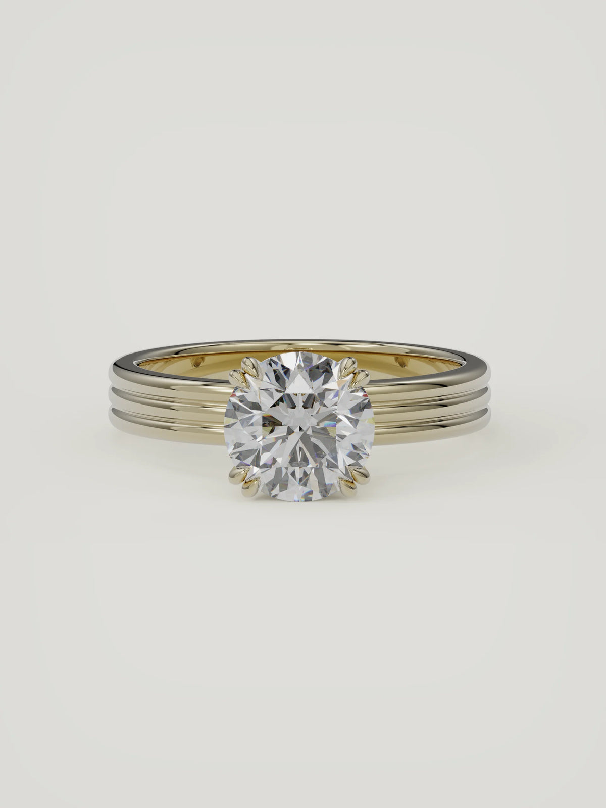 The Lira | Round Solitaire — 14K Yellow Gold — Front View