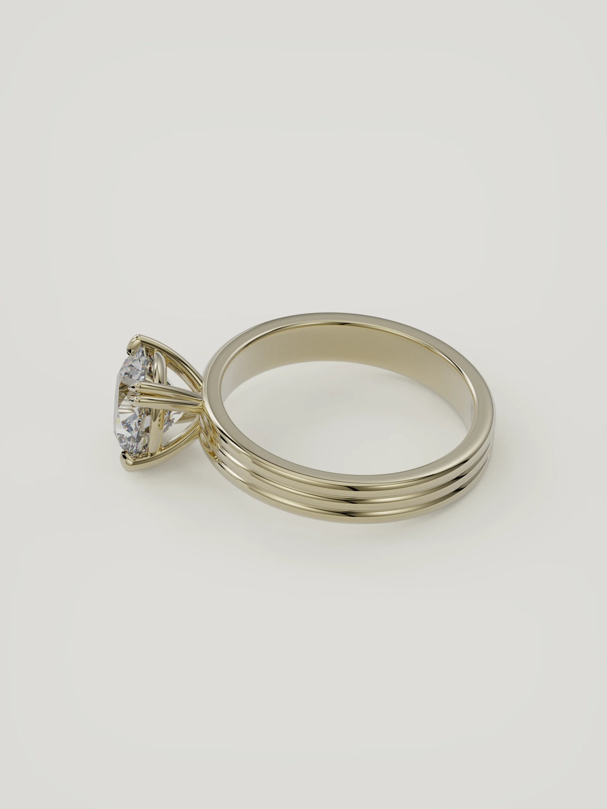 The Lira | Round Solitaire — 14K Yellow Gold — Side Profile