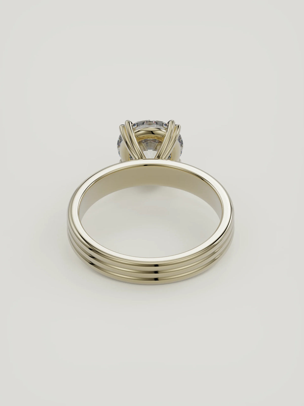 The Lira | Round Solitaire — 14K Yellow Gold — Back View