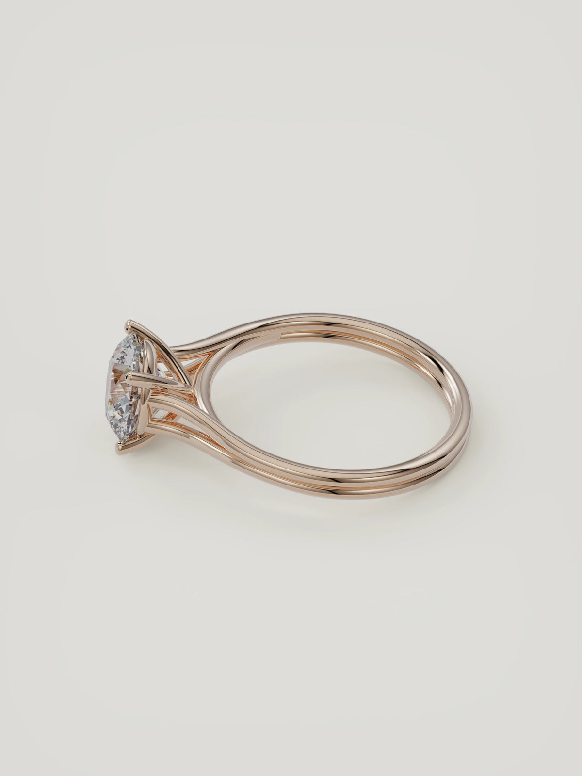 The Duo | Round Solitaire — 14K Rose Gold — Side Profile