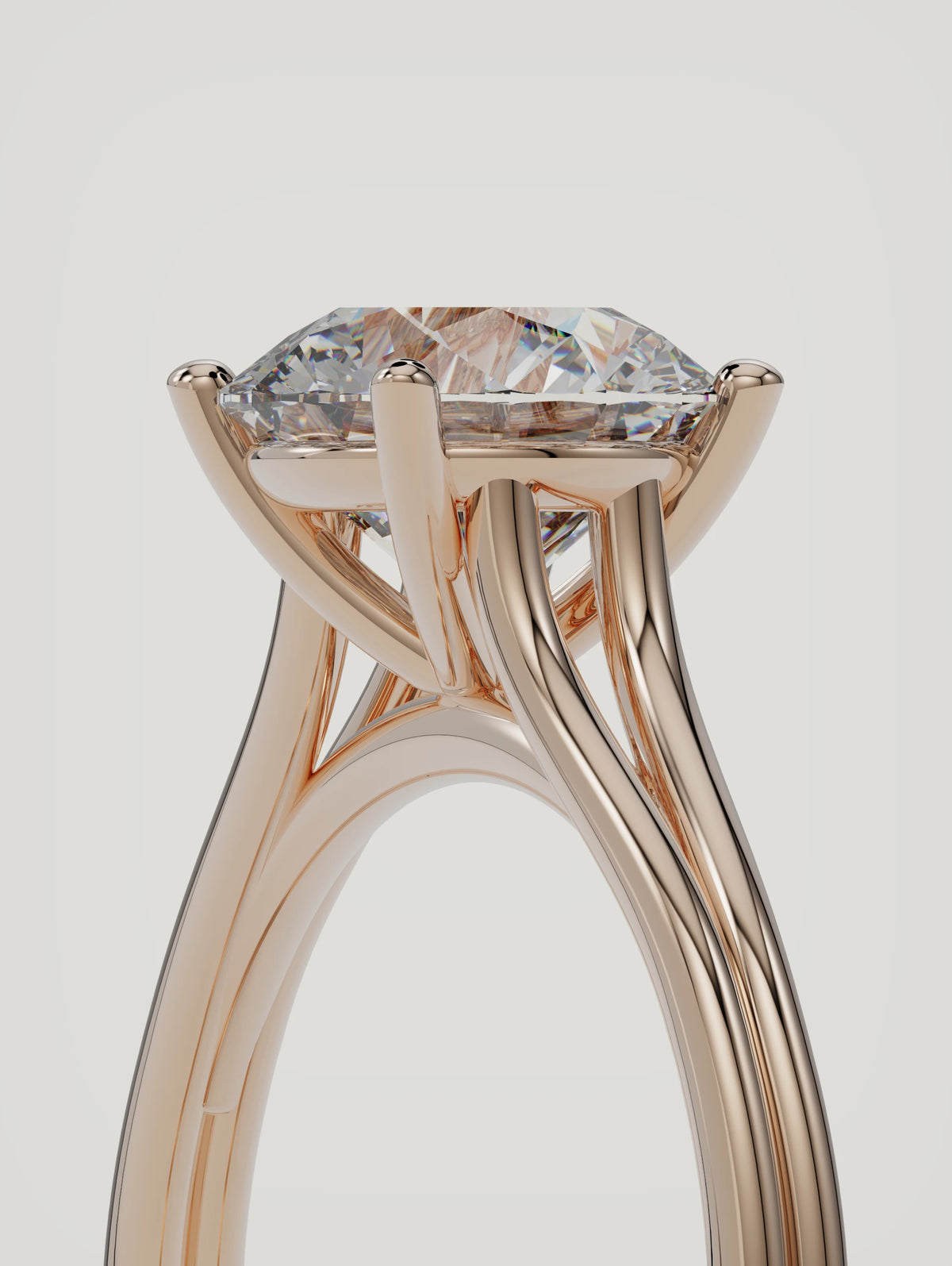 The Duo | Round Solitaire — 14K Rose Gold — 3/4 View