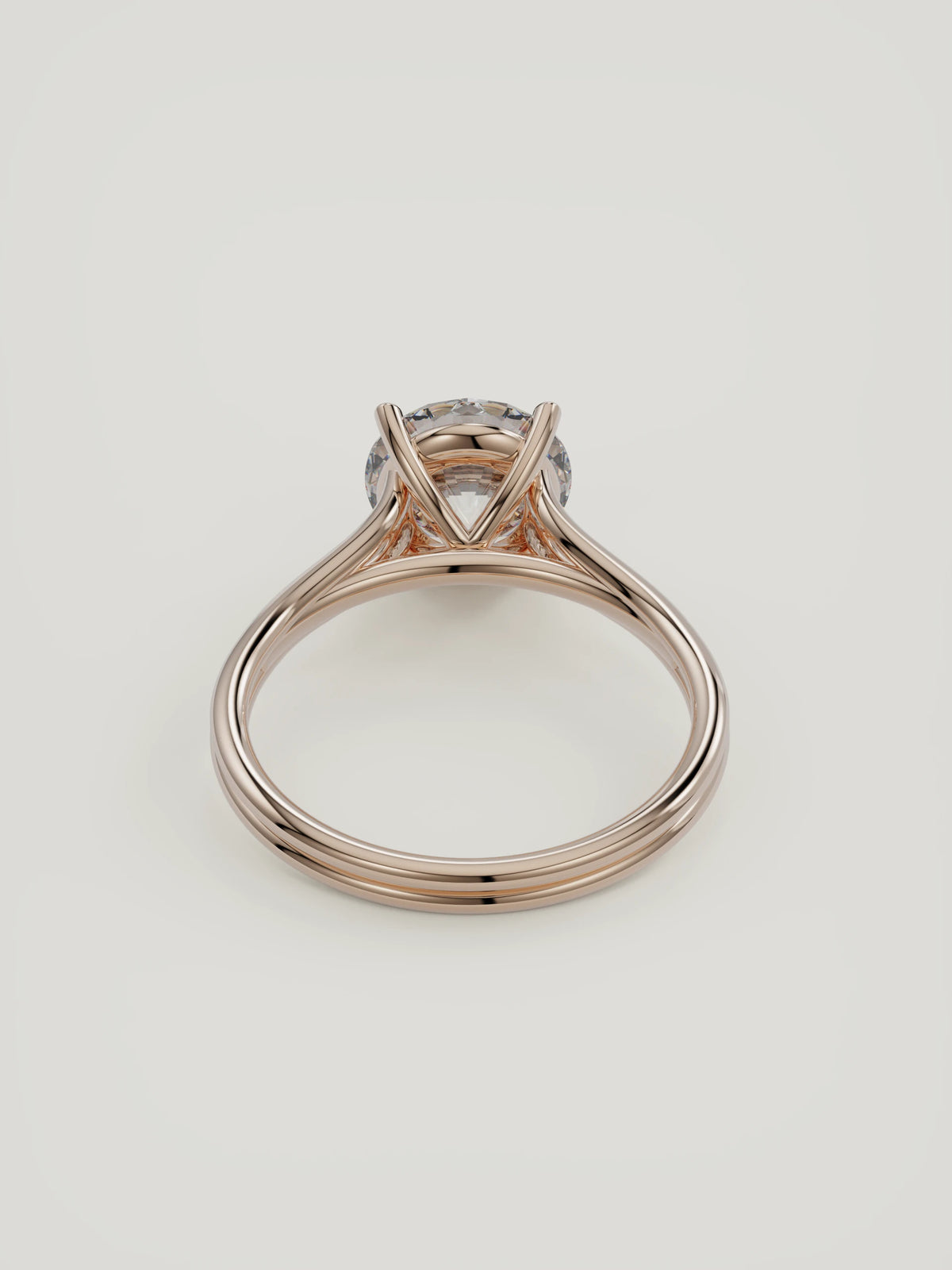 The Duo | Round Solitaire — 14K Rose Gold — Back View