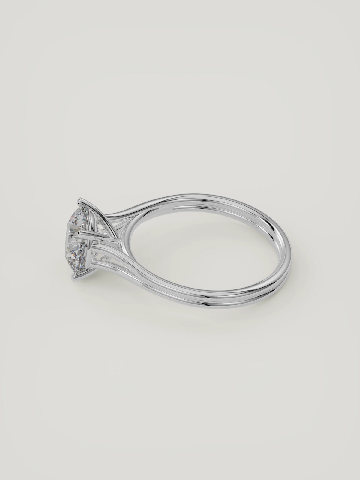 The Duo | Round Solitaire — 14K White Gold — Side Profile