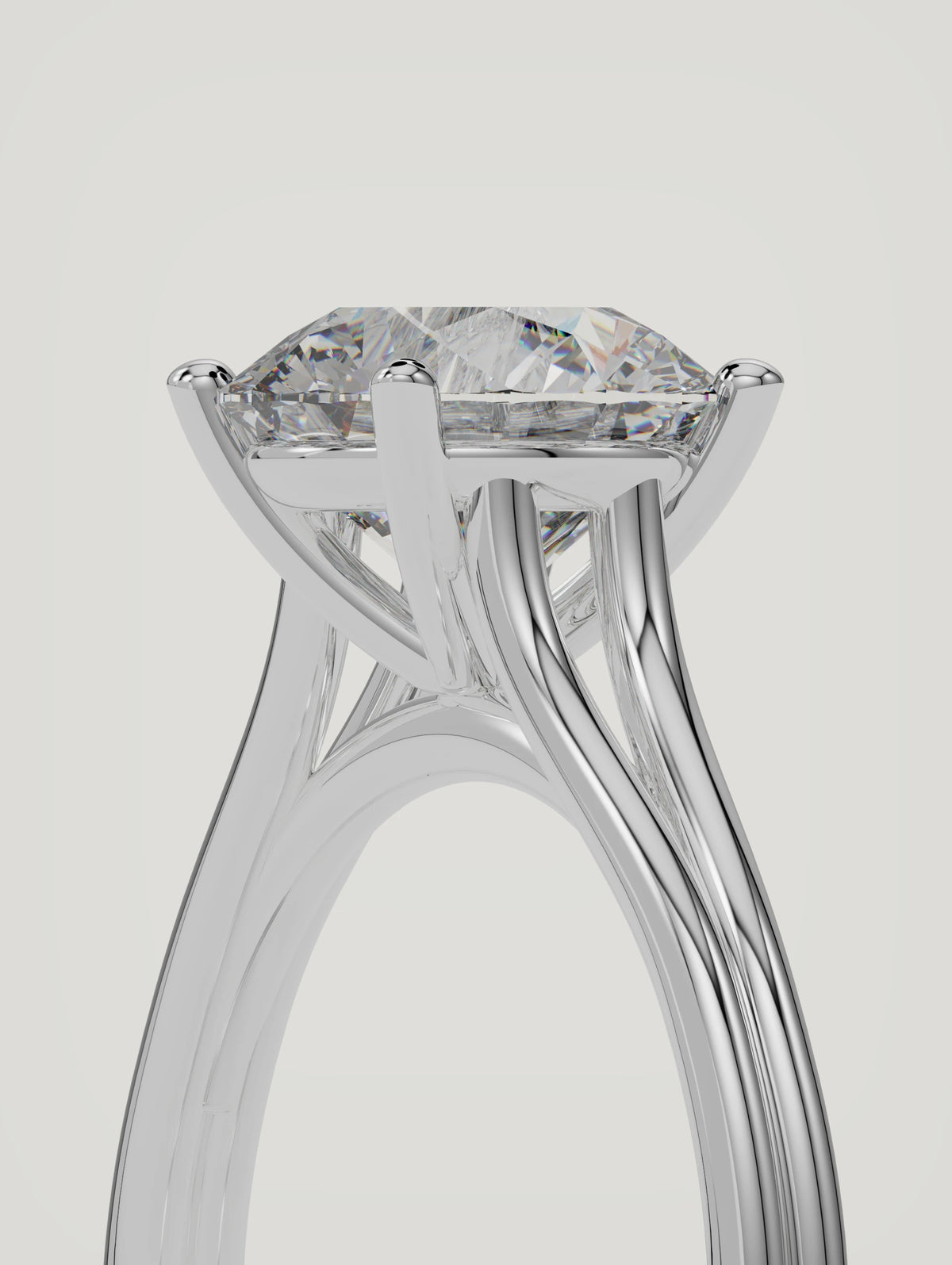 The Duo | Round Solitaire — 14K White Gold — 3/4 View