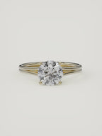The Duo | Round Solitaire — 14K Yellow Gold — Front View