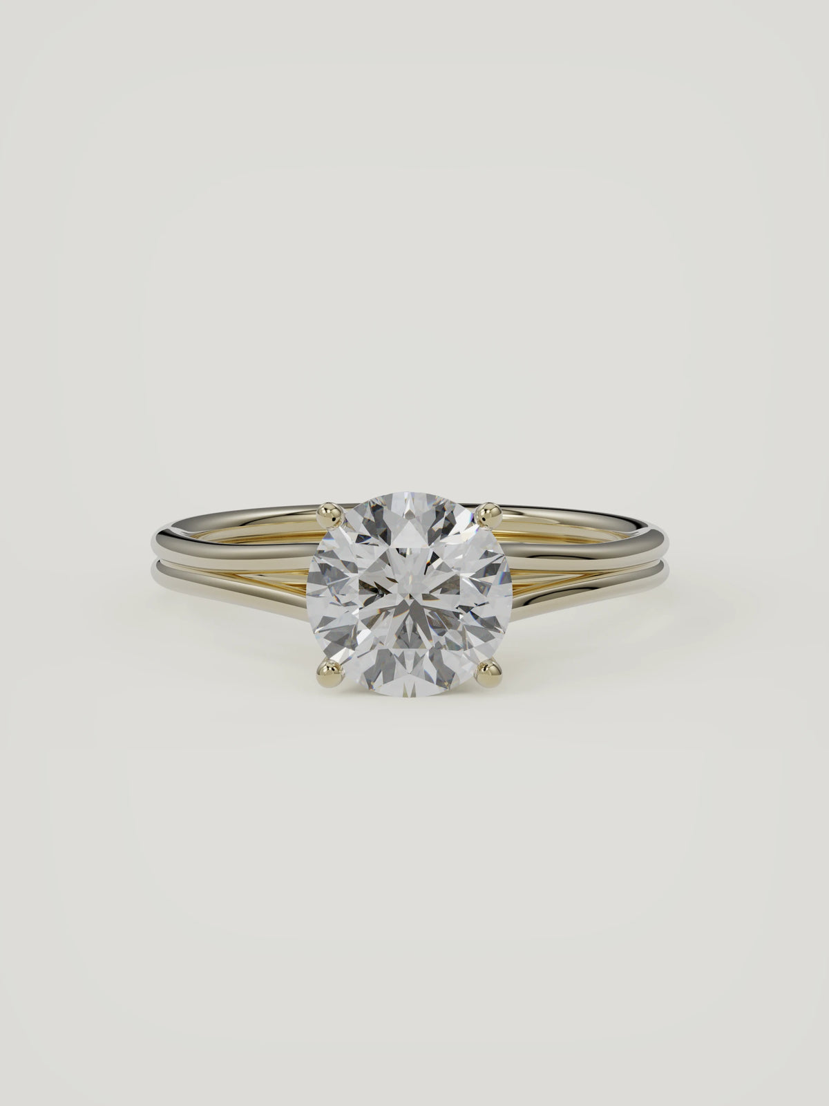 The Duo | Round Solitaire — 14K Yellow Gold — Front View