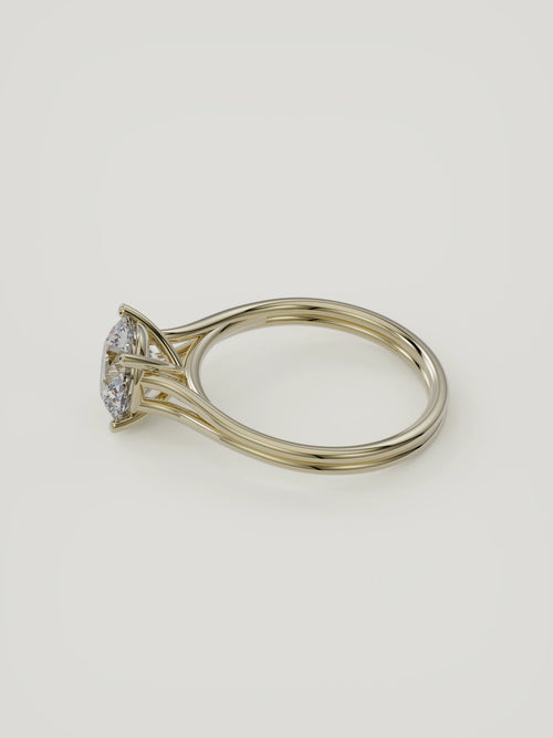 The Duo | Round Solitaire — 14K Yellow Gold — Side Profile