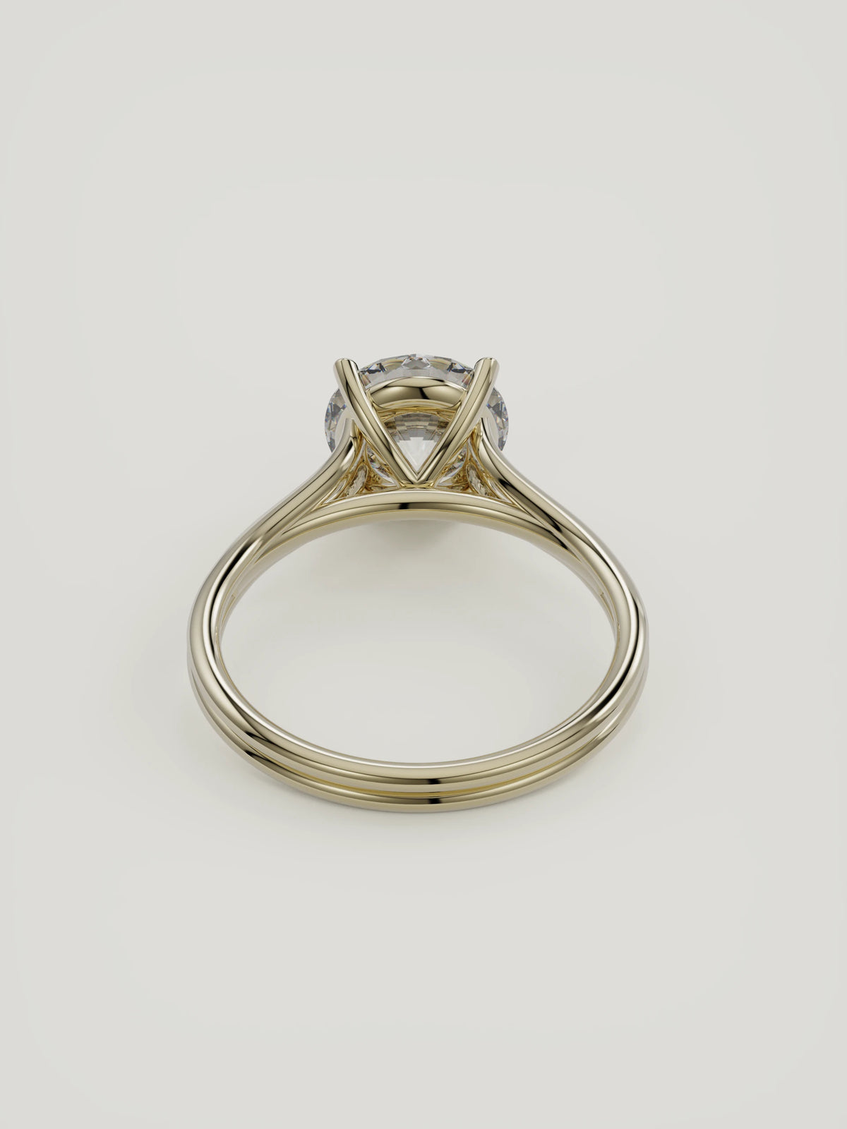 The Duo | Round Solitaire — 14K Yellow Gold — Back View