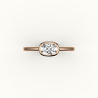 East-West Elongated Cushion Bezel Ring Setting