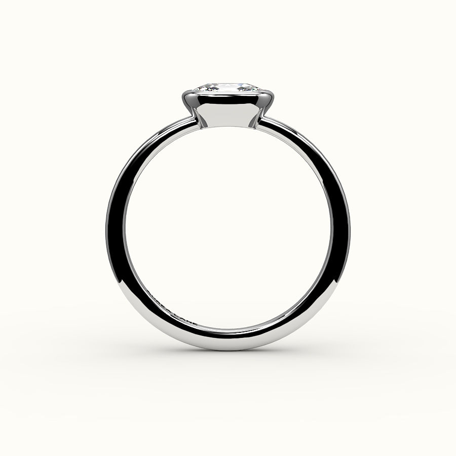 Engaste de anillo con bisel alargado de cojín de este a oeste
