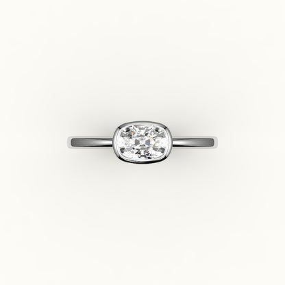 Engaste de anillo con bisel alargado de cojín de este a oeste