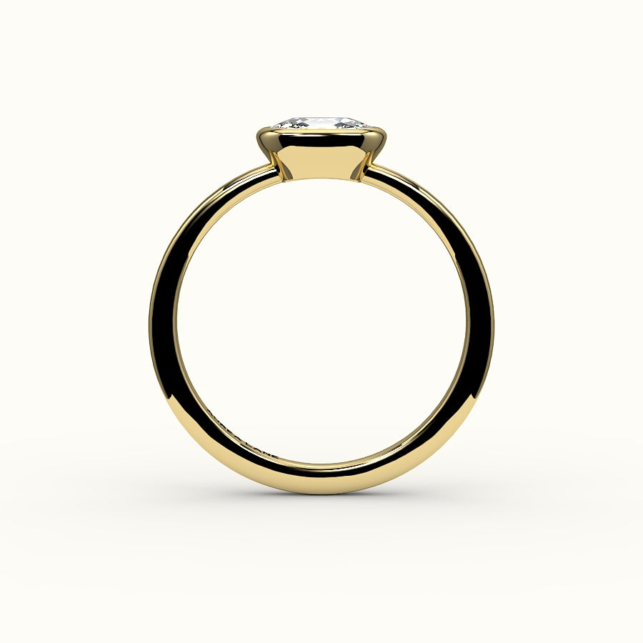 Engaste de anillo con bisel alargado de cojín de este a oeste
