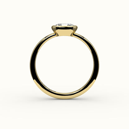 Engaste de anillo con bisel alargado de cojín de este a oeste
