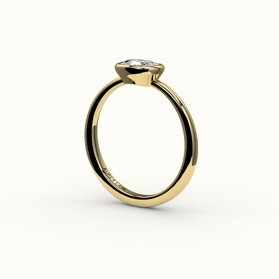 Engaste de anillo con bisel alargado de cojín de este a oeste