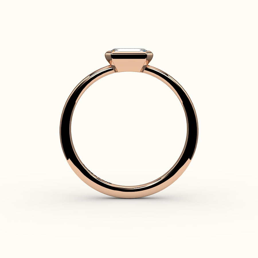 Engaste de anillo con corte esmeralda este-oeste