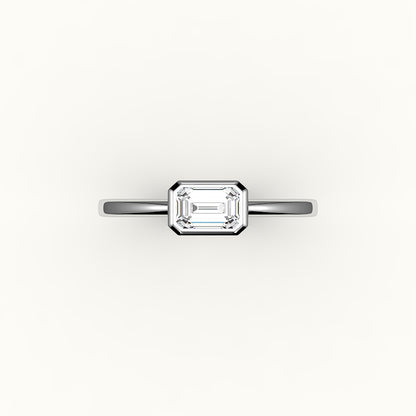Engaste de anillo con corte esmeralda este-oeste