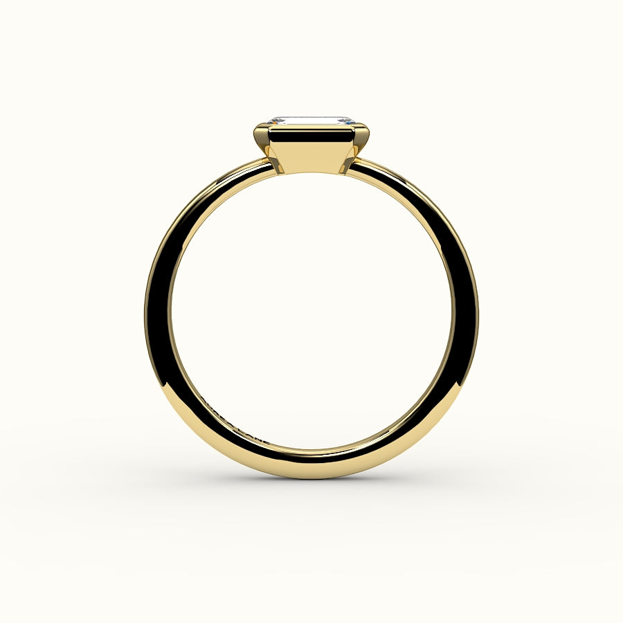 Engaste de anillo con corte esmeralda este-oeste