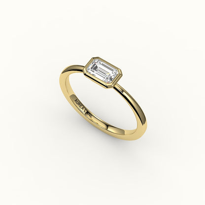 Engaste de anillo con corte esmeralda este-oeste