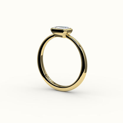 Engaste de anillo con corte esmeralda este-oeste