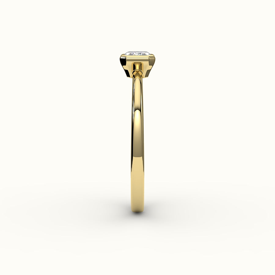 Engaste de anillo con corte esmeralda este-oeste