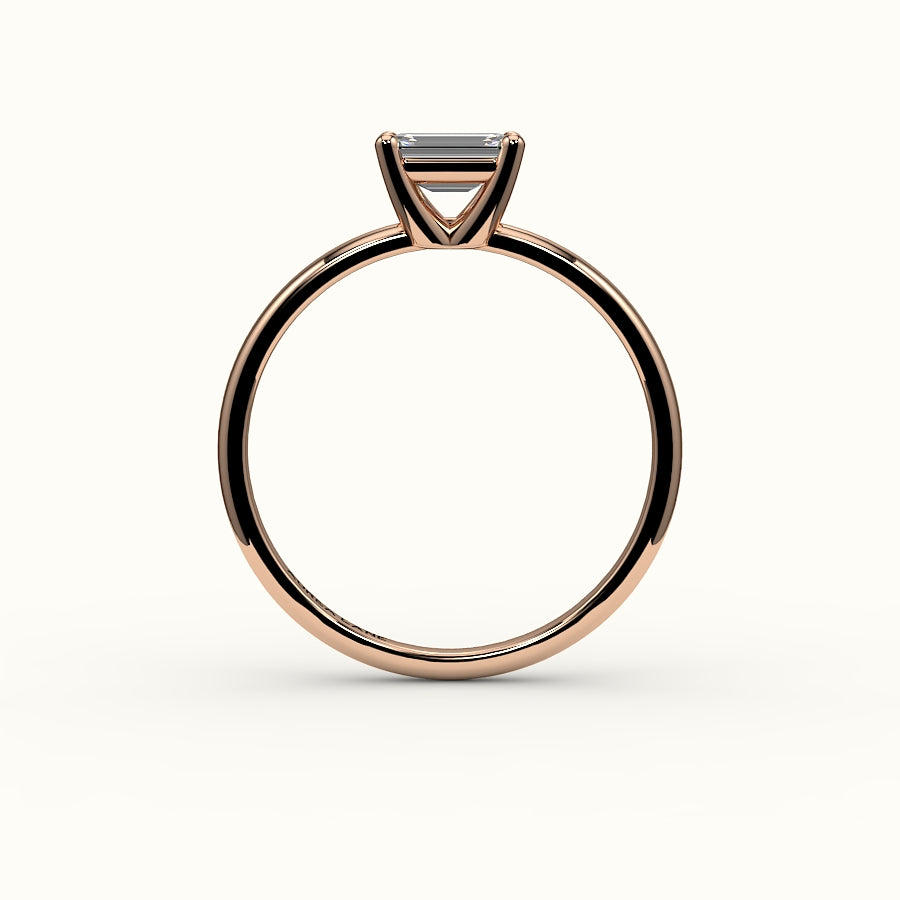 Engaste de anillo solitario de corte esmeralda este-oeste