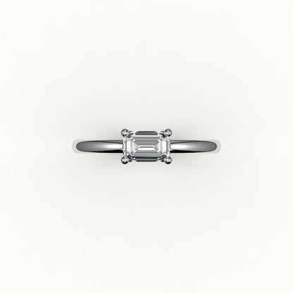 Engaste de anillo solitario de corte esmeralda este-oeste