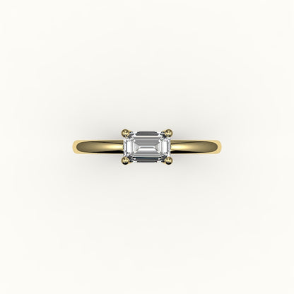 Engaste de anillo solitario de corte esmeralda este-oeste