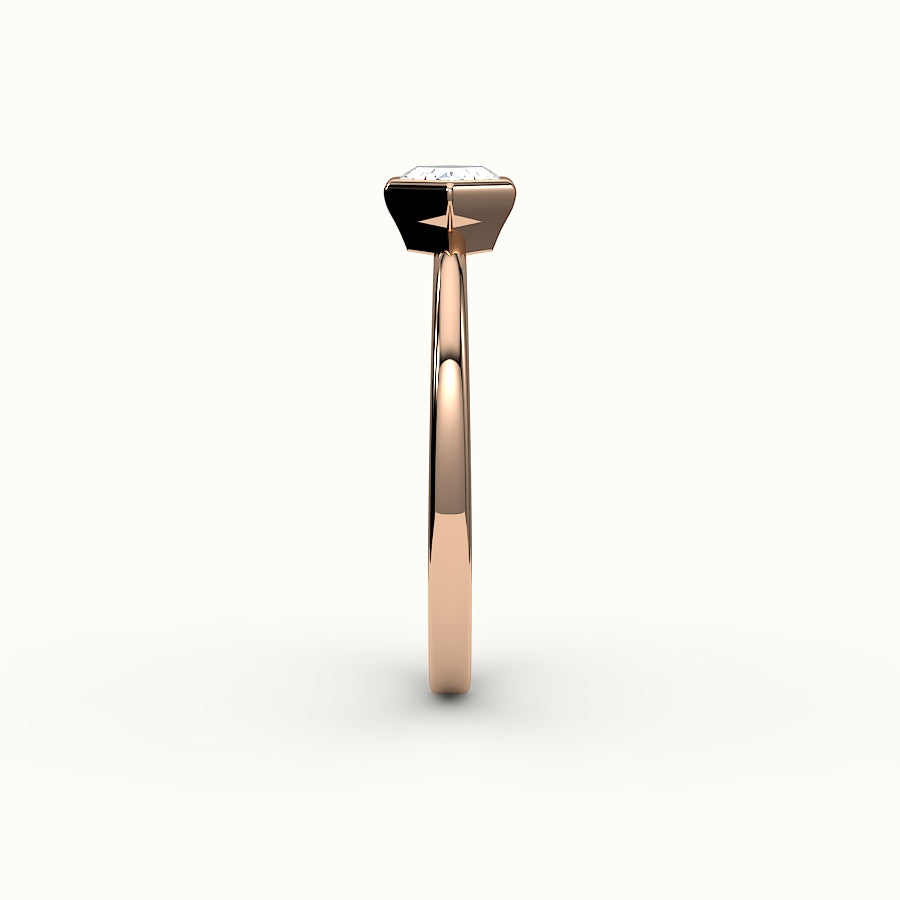Engaste de anillo con bisel de corte hexagonal este-oeste
