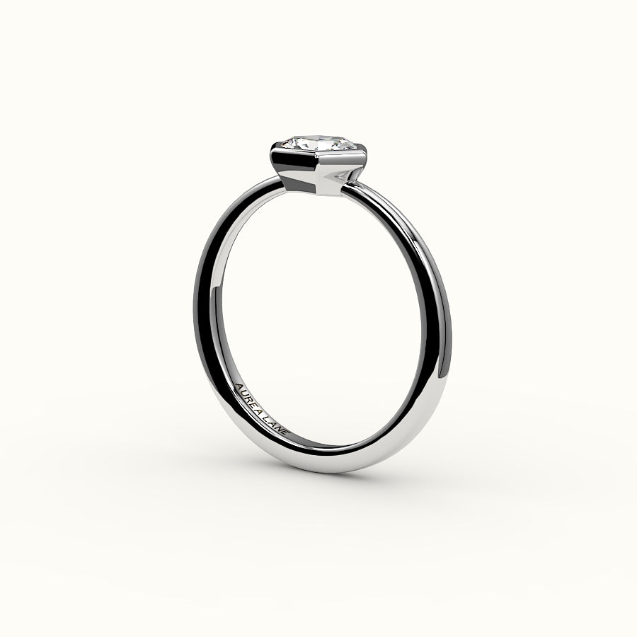 Engaste de anillo con bisel de corte hexagonal este-oeste