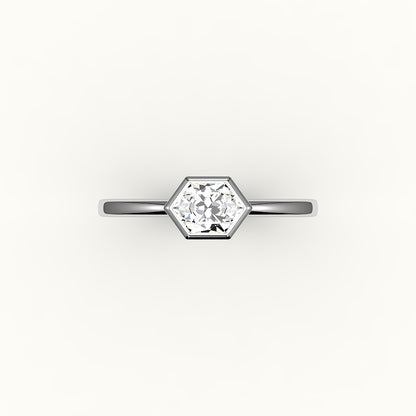 Engaste de anillo con bisel de corte hexagonal este-oeste