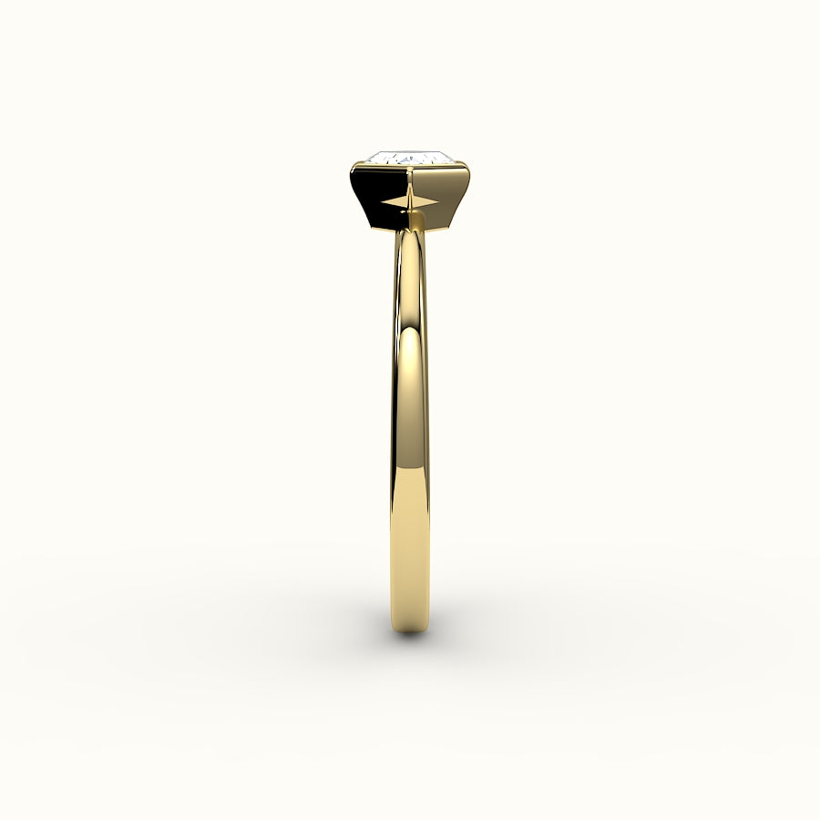 Engaste de anillo con bisel de corte hexagonal este-oeste