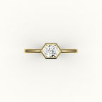 East-West Hexagon Cut Bezel Ring Setting