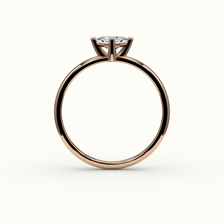 Engaste de anillo solitario con corte hexagonal este-oeste