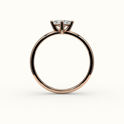 Engaste de anillo solitario con corte hexagonal este-oeste