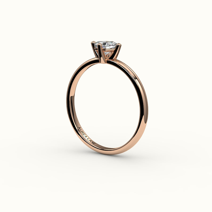 Engaste de anillo solitario con corte hexagonal este-oeste