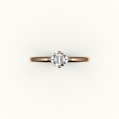Engaste de anillo solitario con corte hexagonal este-oeste