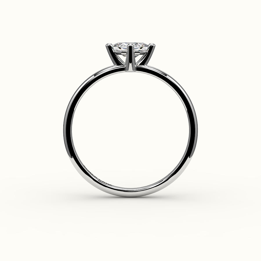 Engaste de anillo solitario con corte hexagonal este-oeste