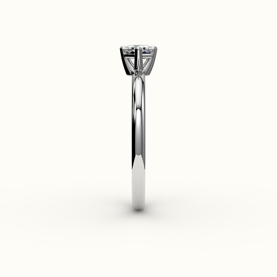 Engaste de anillo solitario con corte hexagonal este-oeste