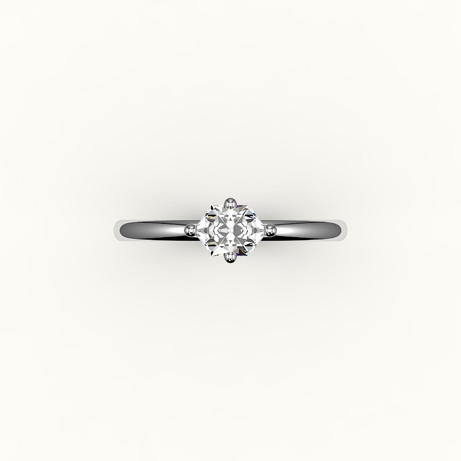 Engaste de anillo solitario con corte hexagonal este-oeste