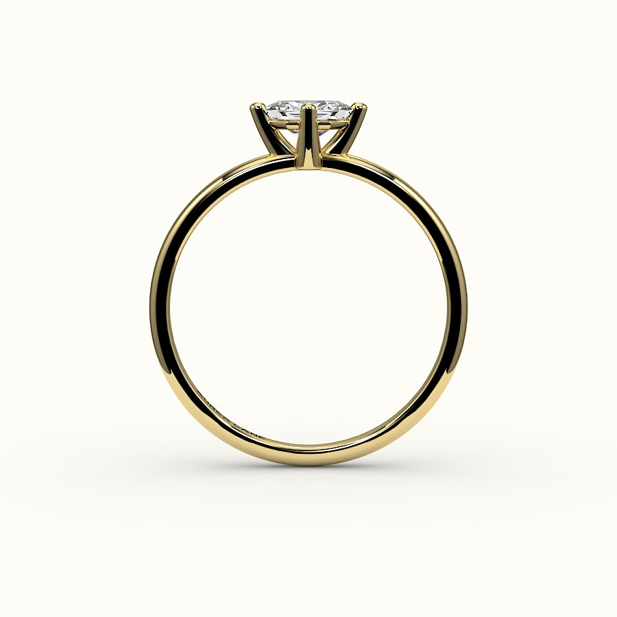 Engaste de anillo solitario con corte hexagonal este-oeste
