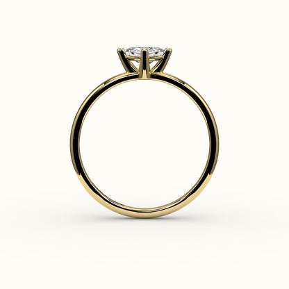 Engaste de anillo solitario con corte hexagonal este-oeste