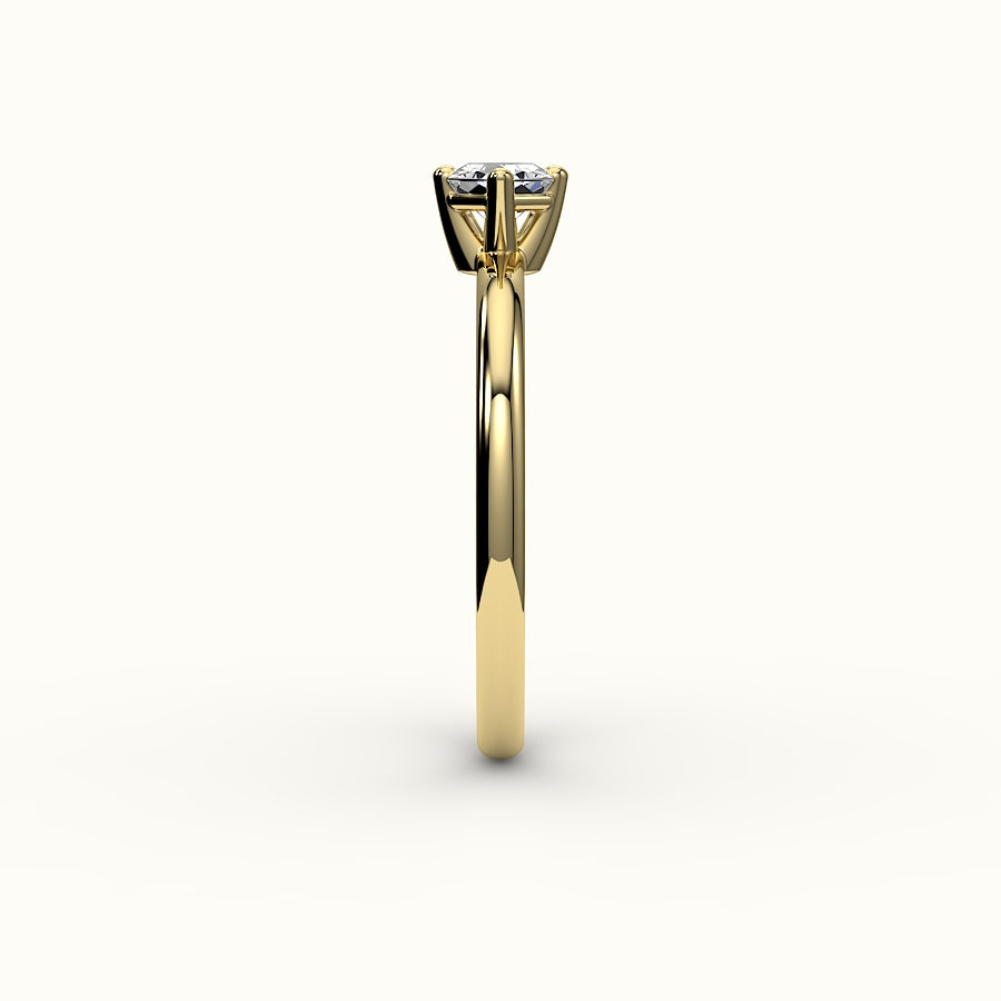 Engaste de anillo solitario con corte hexagonal este-oeste